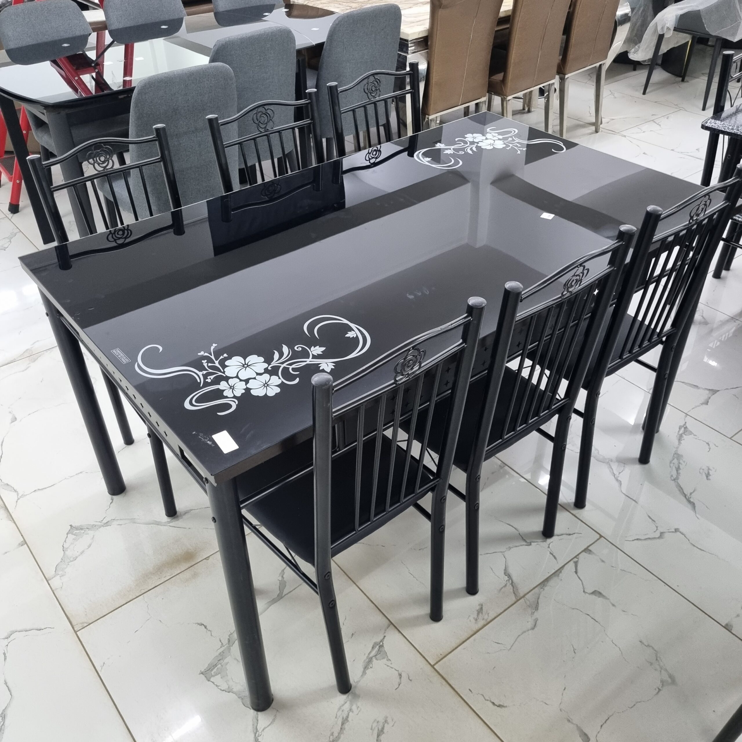 6-Seater Glass Dining Table set