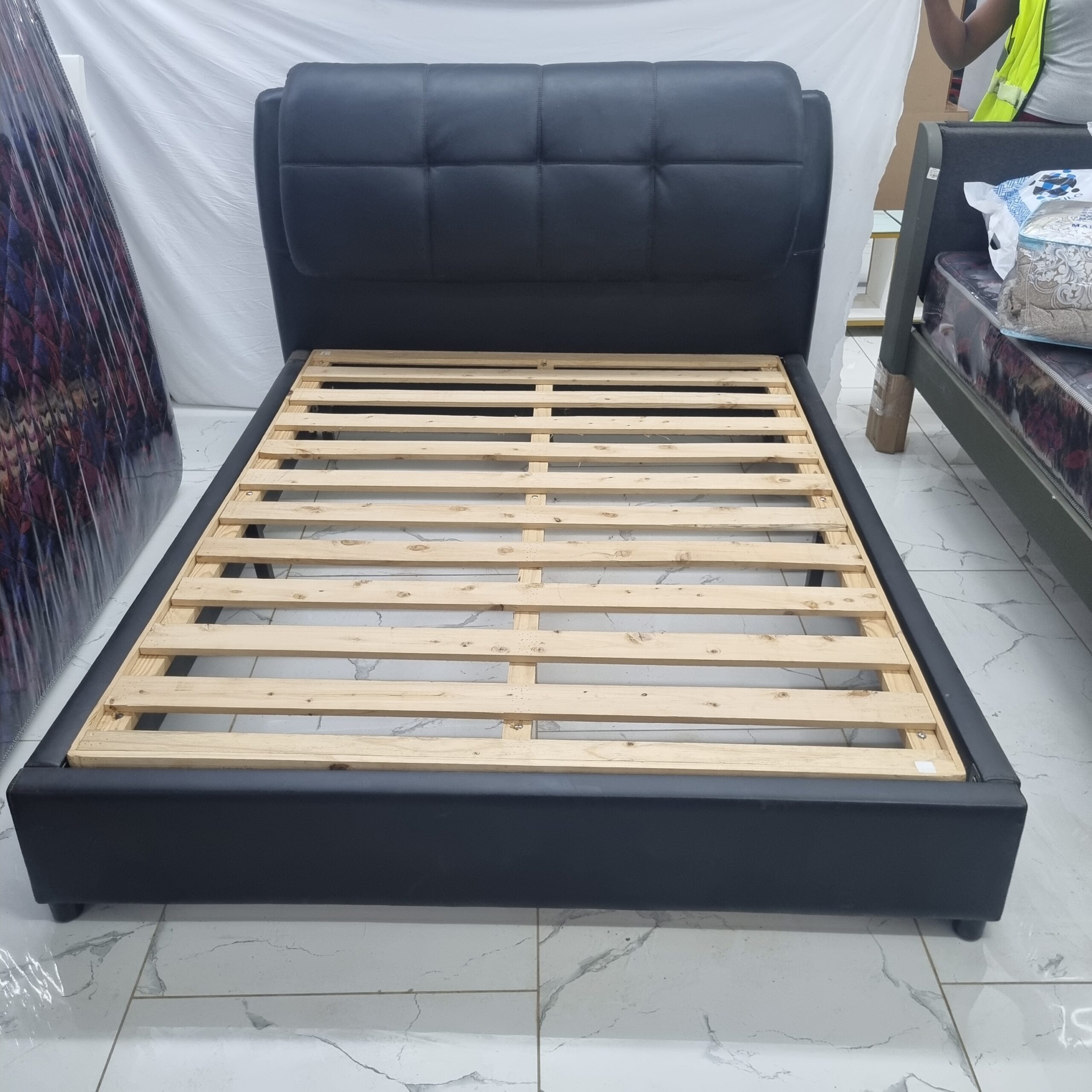 Black Leather 5by6 Bed