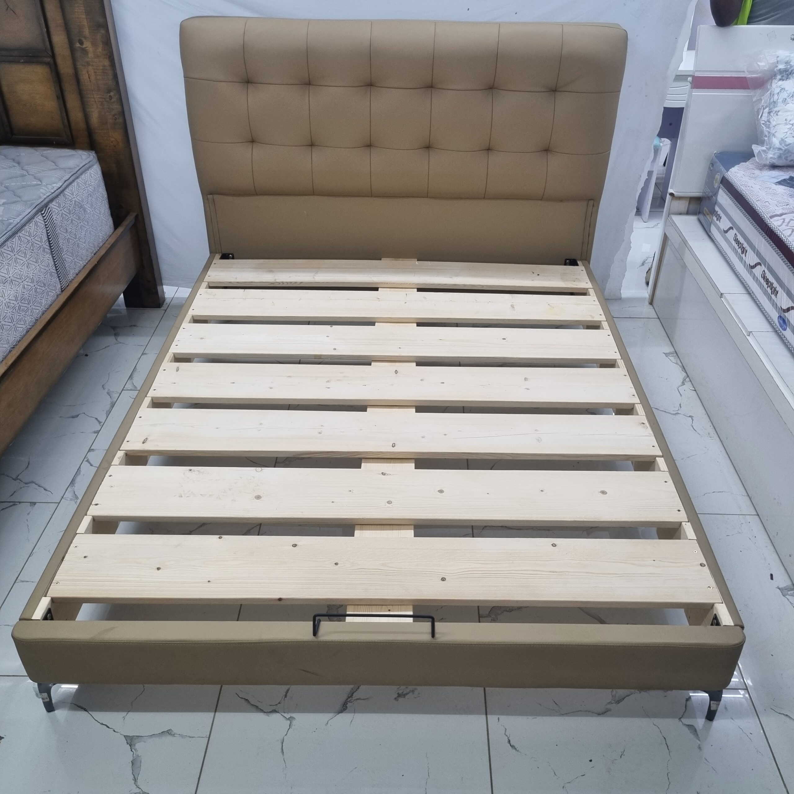 Brown Leather 5by6 Bed